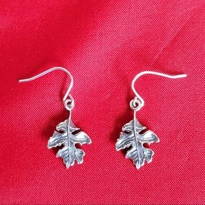 925 Sterling Silver Leaf Dangle Earrings Autumn Fall